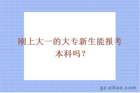 刚上大一的大专新生能报考本科吗？