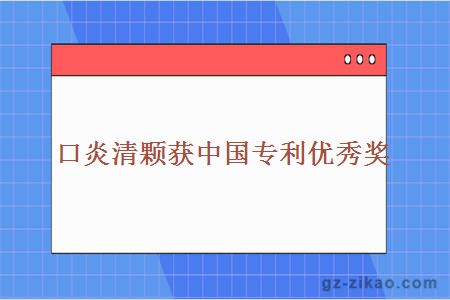 口炎清颗获中国专利优秀奖