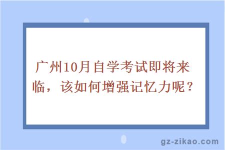 广州10月自学考试即将来临，该如何增强记忆力呢？