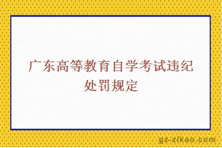 广东高等教育自学考试违纪处罚规定