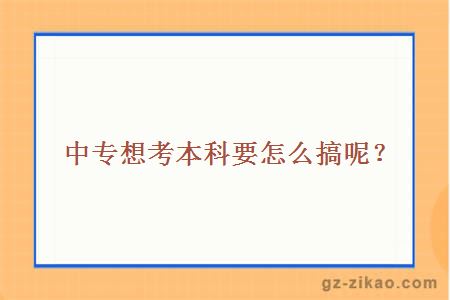 中专想考本科要怎么搞呢？