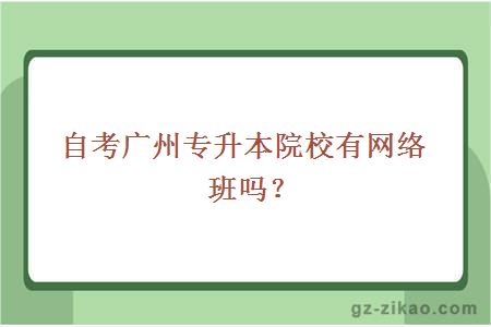 自考广州专升本院校有网络班吗？