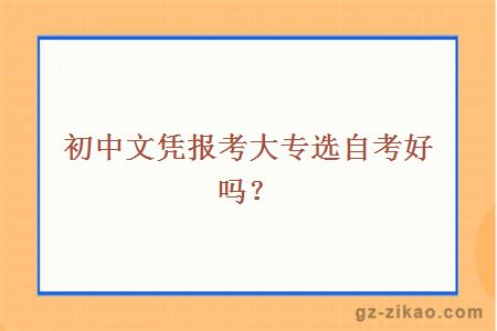 初中文凭报考大专选自考好吗？