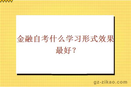 金融自考什么学习形式效果最好？