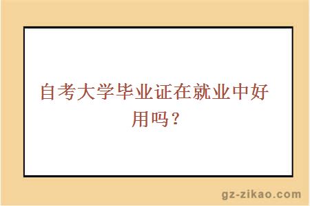 自考大学毕业证在就业中好用吗？