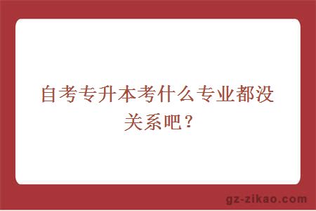 自考专升本考什么专业都没关系吧？