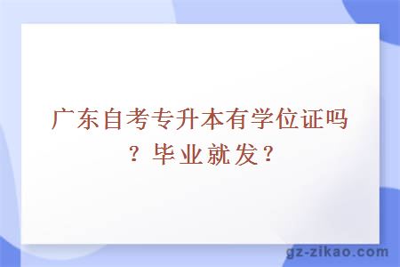 广东自考专升本有学位证吗？毕业就发？