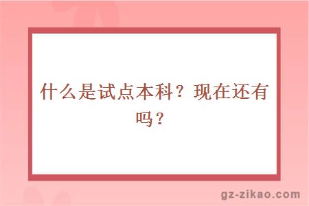 什么是试点本科？现在还有吗？