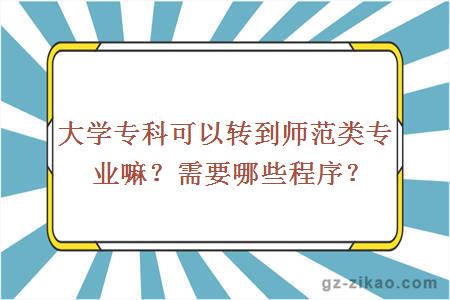 大学专科可以转到师范类专业嘛？需要哪些程序？