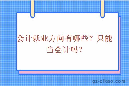 会计就业方向有哪些？只能当会计吗？