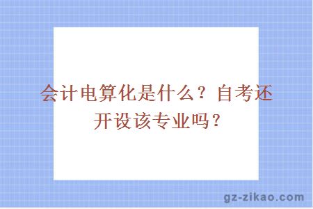 会计电算化是什么？自考还开设该专业吗？