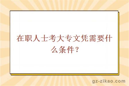 在职人士考大专文凭需要什么条件？