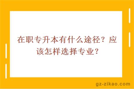 在职专升本有什么途径？应该怎样选择专业？