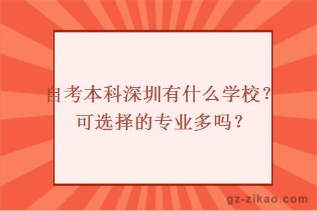 自考本科深圳有什么学校？可选择的专业多吗？