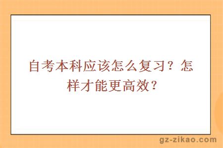 自考本科应该怎么复习？怎样才能更高效？