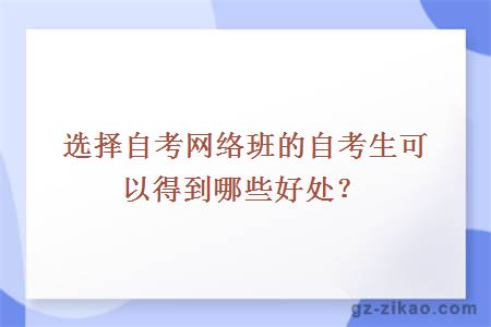 选择自考网络班的自考生可以得到哪些好处？