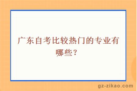 广东自考比较热门的专业有哪些？